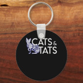 猫とタットー猫の飼い主の服 キーホルダー (正面)