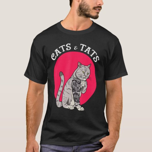 猫とタットTシャツ猫タトゥーTシャツ猫&猫 Tシャツ (正面)