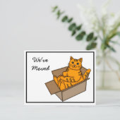 「猫とダンボール」引越しのお知らせ 新住所 案内ポストカード (スタンド正面)