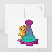 猫とチェスのルーク ポストカード (正面/裏面)