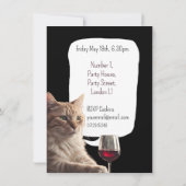 猫とチーズとワインのパーティーの面白い招待状パーティー 招待状 (裏面)