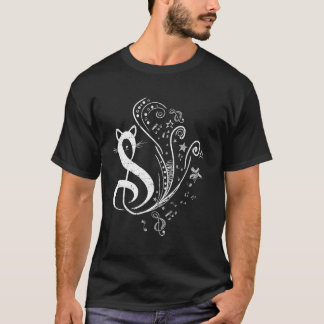 猫とト音記号 音楽と猫好きのミュージシャン Tシャツ