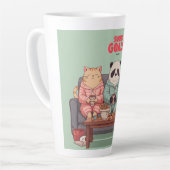 猫とナマケモノとパンダの究極のNetflixナイト カフェラテマグ (左アングル)