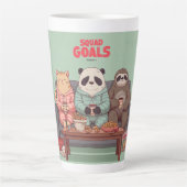 猫とナマケモノとパンダの究極のNetflixナイト カフェラテマグ (正面)
