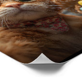 猫とニワトリの自撮り面白いビンテージイースターエッグ ポスター (角)
