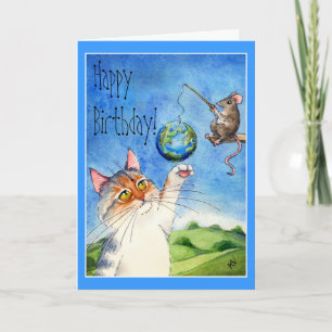 猫とネズミのおもしろい誕生日 カード