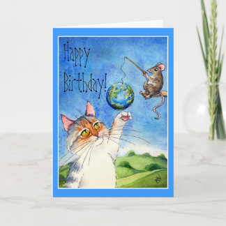 猫とネズミのおもしろい誕生日 カード