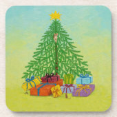 猫とネズミのクリスマスカード コースター (正面)