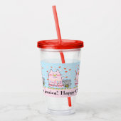 猫とネズミのハッピーハヌッカ アクリルタンブラー (左)