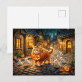 猫とネズミのハロウィン市街散歩 ポストカード (正面/裏面)