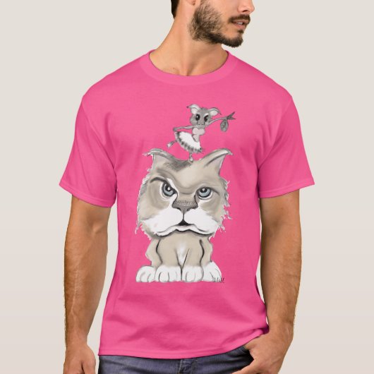 猫とネズミのレトロ Tシャツ (正面)
