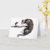 『猫とネズミの出会絵画い』 カード (黄色い花)