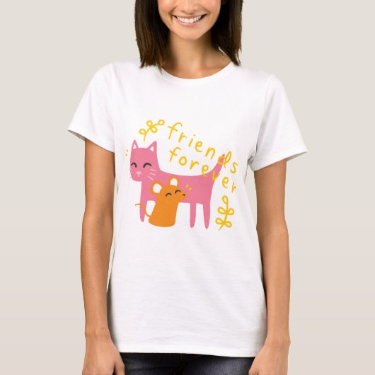 猫とネズミの最高の友達 Tシャツ (正面)