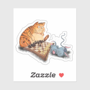 猫とネズミ遊のチェス漫画スケッチおもしろい  シール