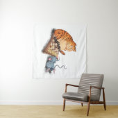 猫とネズミ遊のチェス漫画スケッチおもしろい  タペストリー (インサイチュ(横))