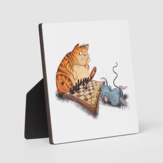 猫とネズミ遊のチェス漫画スケッチおもしろい  フォトプラーク (正面)