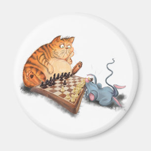 猫とネズミ遊のチェス漫画スケッチおもしろい マグネット