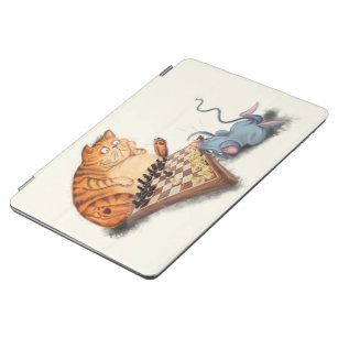 猫とネズミ遊のチェス漫画スケッチおもしろい  iPad AIR カバー