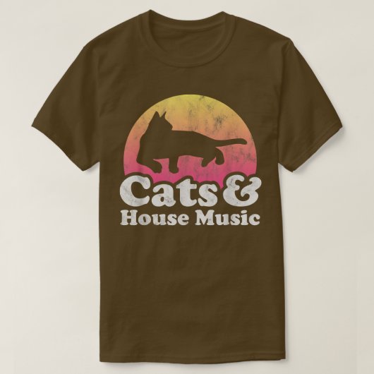猫とハウス音楽メンズ&ウィメンズキャットTシャツ Tシャツ (デザイン正面)
