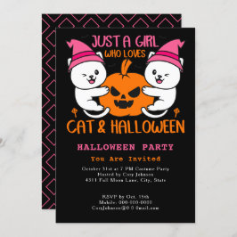 猫とハロウィンニャーパーティーが大好きな少女 招待状