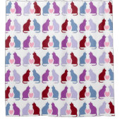 猫とハートかわいい柄 シャワーカーテン (正面)