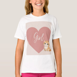 猫とハートのデザインTシャツ Tシャツ