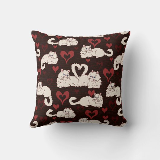 猫とハートの尻尾が黒ストライプい クッション (裏面)