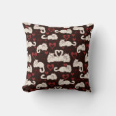 猫とハートの尻尾が黒ストライプい クッション (正面)