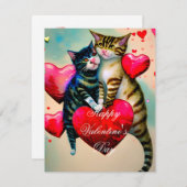 猫とハートキッズバレンタイン シーズンカード (正面/裏面)