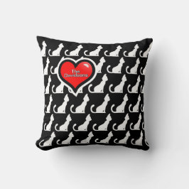 猫とハート装飾用クッション クッション