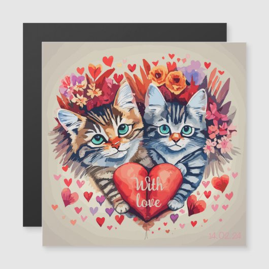 猫とハート (正面/裏面)