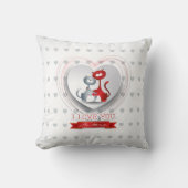 猫とハート クッション (正面)