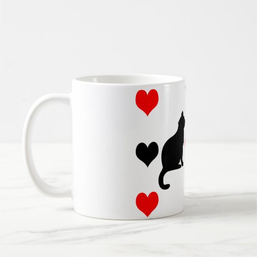 猫とハート コーヒーマグカップ (左)