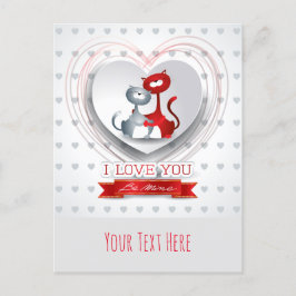 猫とハート ポストカード