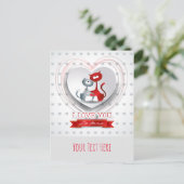 猫とハート ポストカード (スタンド正面)