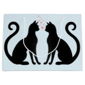 猫とハート ラージペーパーバッグ (正面)