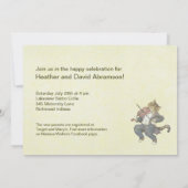 猫とバイオリンの赤ちゃんシャワー黄色のヴィンテージ 招待状 (裏面)