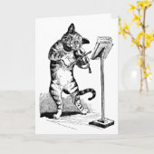 「猫とバイオリン」グリーティングカード カード (黄色い花)