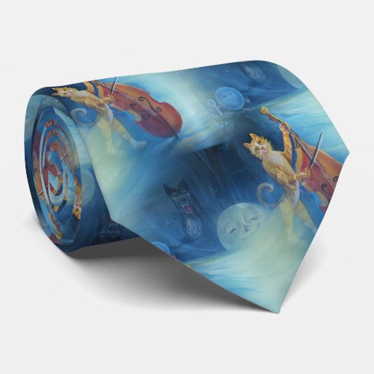 猫とバイオリン ネクタイ (ロール)