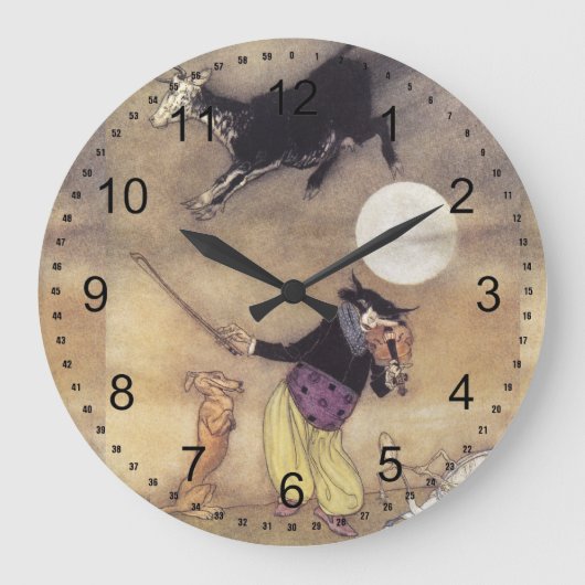 猫とバイオリン ラージ壁時計 (正面)