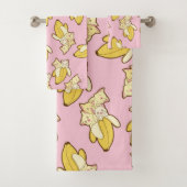 猫とバナナ柄 バスタオルセット (インサイチュ)