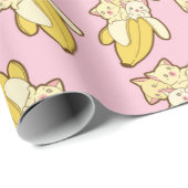 猫とバナナ柄 ラッピングペーパー (ロールコーナー)