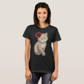 猫とバラの花 Tシャツ (正面フル)