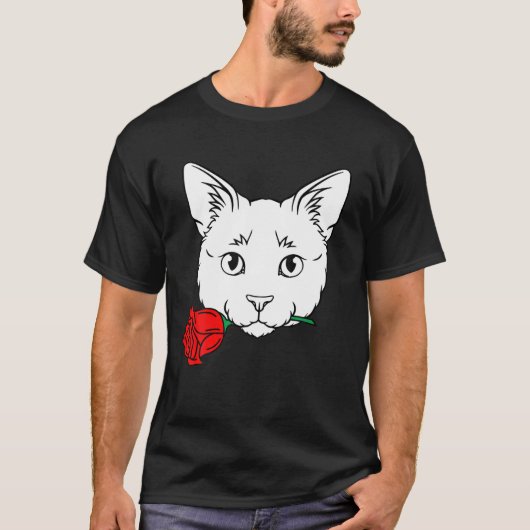 猫とバラバレンタインデーかわいいVデイ子猫キット Tシャツ (正面)