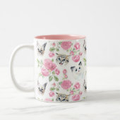 猫とバラ ツートーンマグカップ (左)