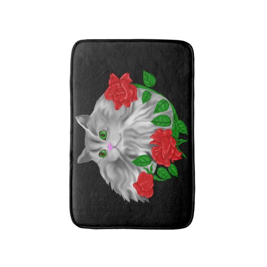 猫とバラ バスマット (正面縦)