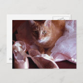 猫とバレエのスリッパ ポストカード (正面/裏面)