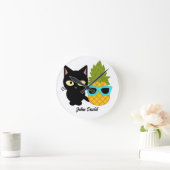 猫とパイナップルは友最高の達である ラウンド壁時計 (ホーム)