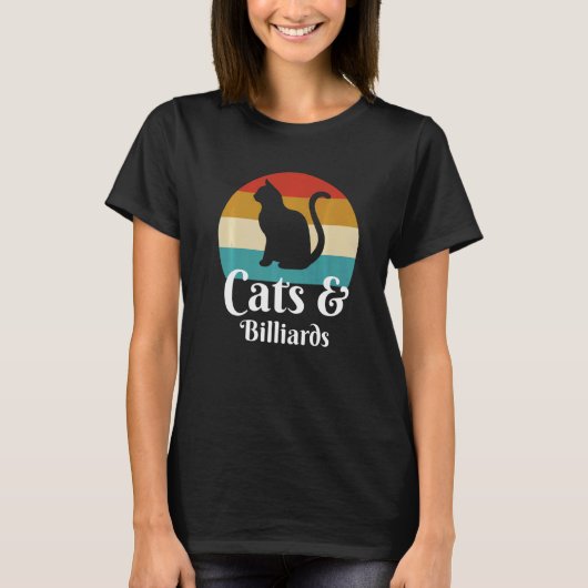 猫とビリヤード Tシャツ (正面)