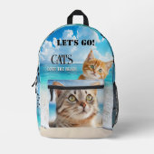 猫とビーチカラフル写真 プリントバックパック (正面)